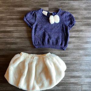 Toddler sparkly sweater and furry skirt